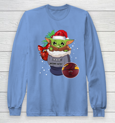 Miami Heat Christmas Baby Yoda Star Wars Funny Happy NBA Long Sleeve T-Shirt 11