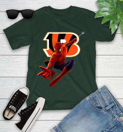 NFL Spider Man Avengers Endgame Football Cincinnati Bengals Youth T-Shirt 5