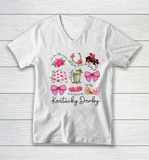 Pink Coquette Bow Derby Day Horse Racing 2024 Derby V-Neck T-Shirt