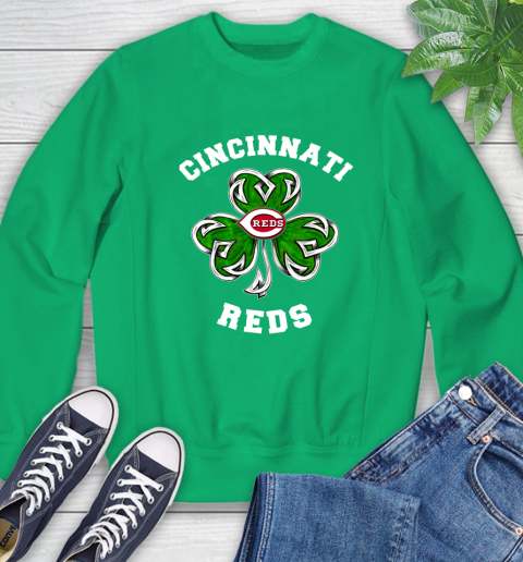 MLB Cincinnati Reds Three Leaf Clover St Patrick's Day Baseball Sports Sweatshirt 7
