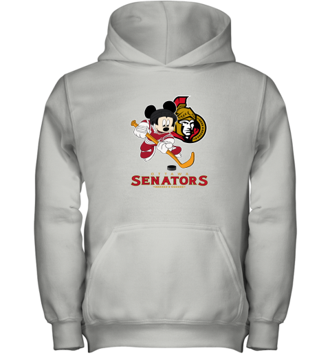 NHL Hockey Mickey Mouse Team Ottawa Senators Youth Hoodie
