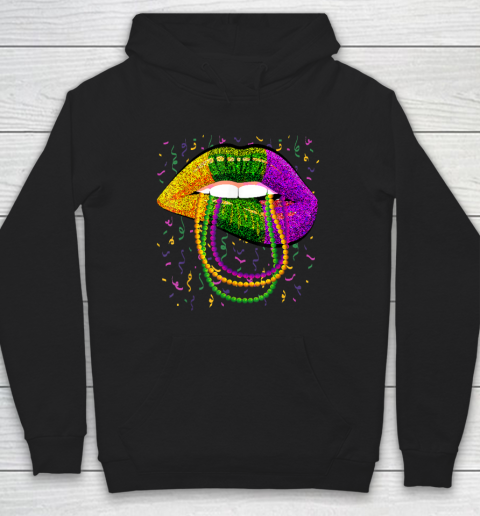 Mardi Gras Lips Queen Beads Outfit For Women Carnival Hoodie