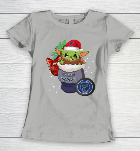 St.Louis Blues Christmas Baby Yoda Star Wars Funny Happy NHL Women's T-Shirt 11