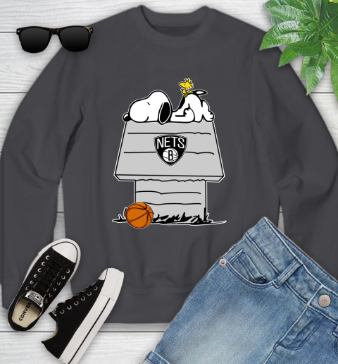 Brooklyn Nets NBA Basketball Snoopy Woodstock The Peanuts Movie Youth Sweatshirt 6