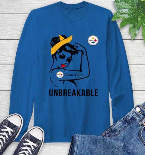 NFL Pittsburgh Steelers Girl Unbreakable Football Sports Long Sleeve T-Shirt 7