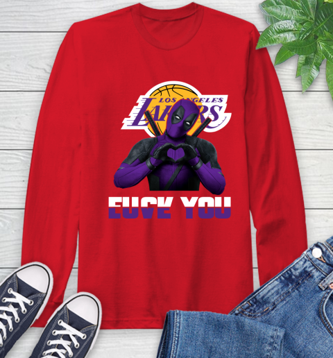 NBA Los Angeles Lakers Deadpool Love You Fuck You Basketball Long Sleeve T-Shirt 11