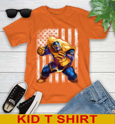 NHL Hockey Columbus Blue Jackets Thanos Marvel American Flag Shirt Youth T-Shirt 8