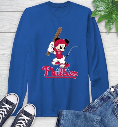 MLB Baseball Philadelphia Phillies Cheerful Mickey Mouse Shirt Long Sleeve T-Shirt 10