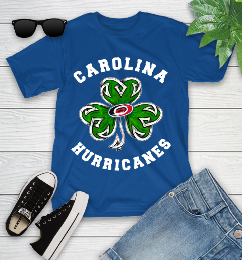 NHL Carolina Hurricanes Three Leaf Clover St Patrick's Day Hockey Sports Youth T-Shirt 12