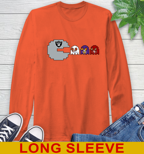 Oakland Raiders NFL Football Pac Man Champion Long Sleeve T-Shirt 5