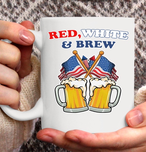 Beer Lover Funny Shirt BEER RED WHITE AND BREW 4TH OF JULY Ceramic Mug 11oz