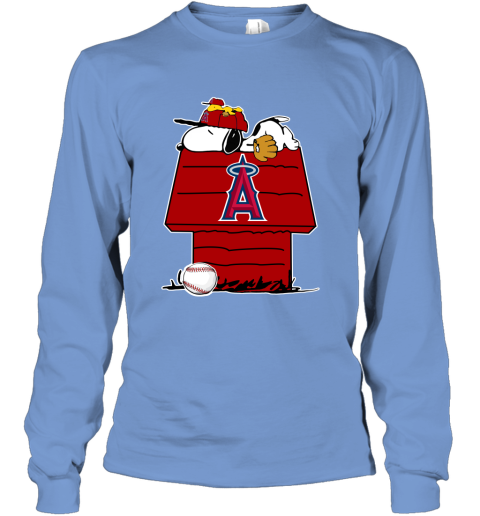 MLB Los Angeles Angels Snoopy Woodstock The Peanuts Movie Baseball T Shirt  - Rookbrand