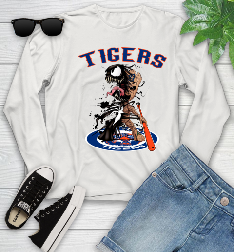 MLB Detroit Tigers Baseball Venom Groot Guardians Of The Galaxy Youth Long Sleeve 12
