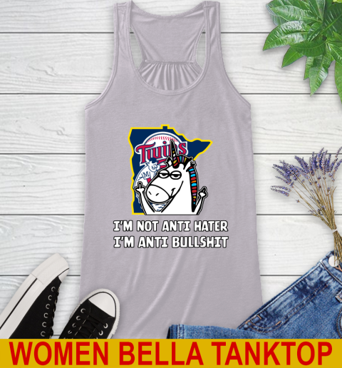 Minnesota Twins MLB Baseball Unicorn I'm Not Anti Hater I'm Anti Bullshit Racerback Tank 5