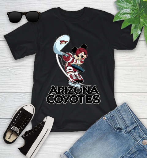 NHL Hockey Arizona Coyotes Cheerful Mickey Mouse Shirt Youth T-Shirt