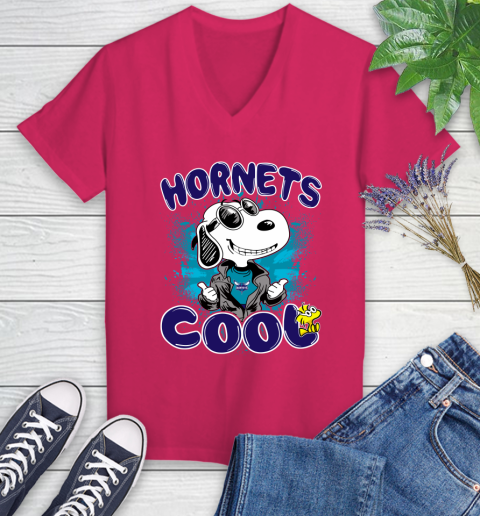 NBA Basketball Charlotte Hornets Cool Snoopy Shirt Women's V-Neck T-Shirt 7