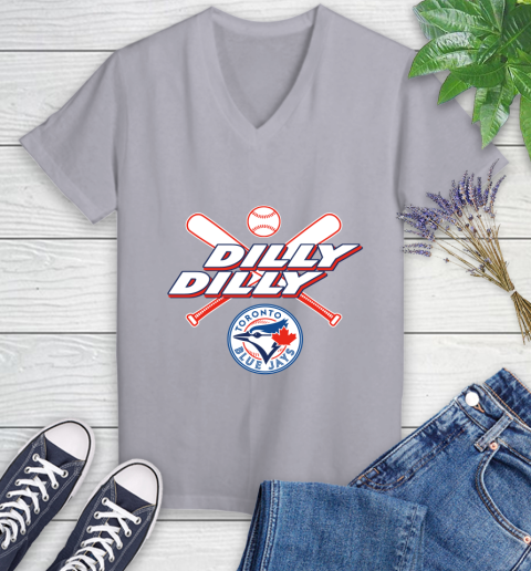 MLB Toronto Blue Jays Dilly Dilly Baseball Sports Women's V-Neck T-Shirt 4