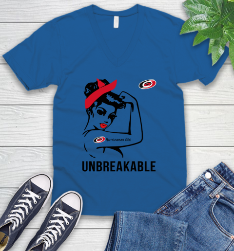 NHL Carolina Hurricanes Girl Unbreakable Hockey Sports V-Neck T-Shirt 3