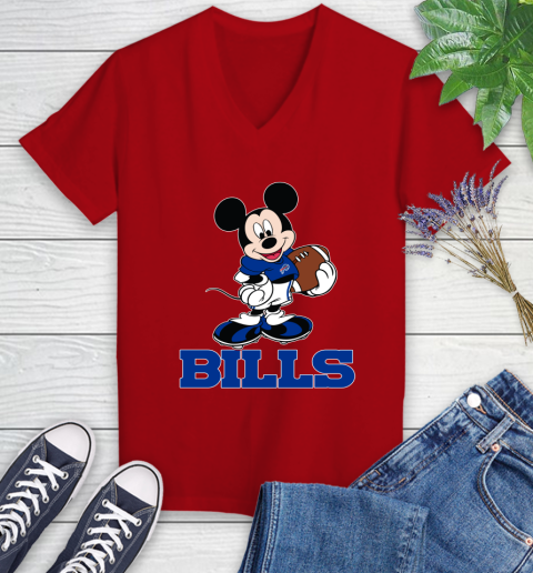 NFL Football Buffalo Bills Cheerful Mickey Mouse Shirt Women's V-Neck T-Shirt 10