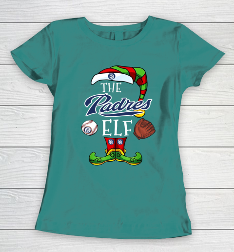 San Diego Padres Christmas ELF Funny MLB Women's T-Shirt 10