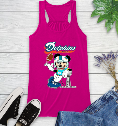 NFL Miami Dolphins Mickey Mouse Disney Super Bowl Football T Shirt Racerback Tank 8