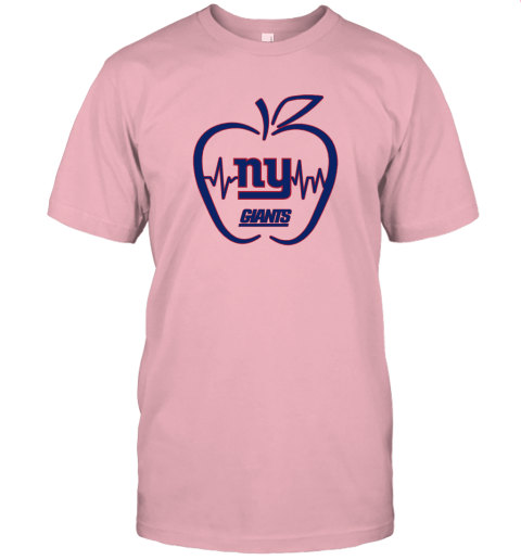 Apple Heartbeat Teacher Symbol New York Giants Unisex Jersey Tee