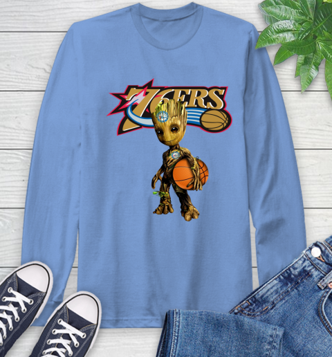 Philadelphia 76ers NBA Basketball Groot Marvel Guardians Of The Galaxy Long Sleeve T-Shirt 11