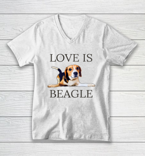 Dog Mom Shirt Beagle Shirt Women Men Kids Dog Mom Dad Love Is Pet Gift V-Neck T-Shirt