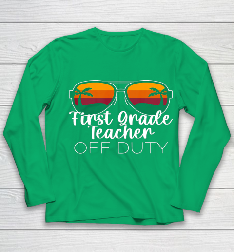 1st Grade Teacher Off Duty Sunglasses Beach Sunset Youth Long Sleeve 4