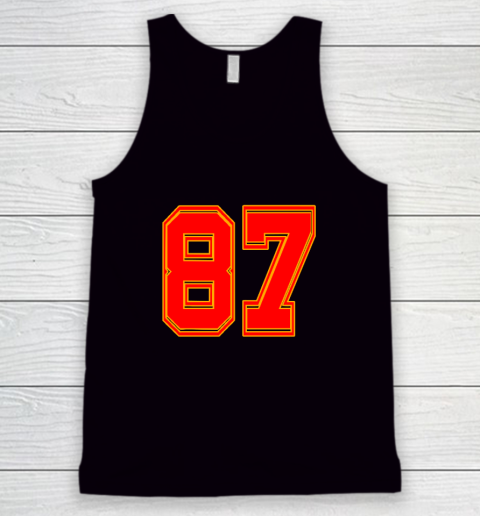 Red Number 87 White Yellow Football Basketball Tank Top