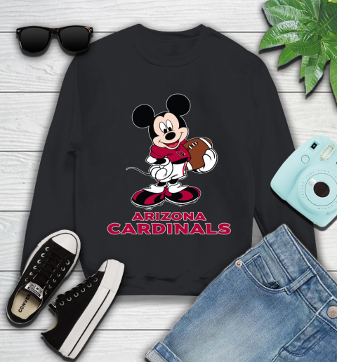 NFL Football Arizona Cardinals Cheerful Mickey Mouse Shirt Youth Sweatshirt