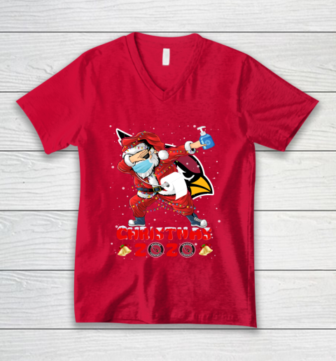 Arizona Cardinals Funny Santa Claus Dabbing Christmas 2020 NFL V-Neck T-Shirt 6