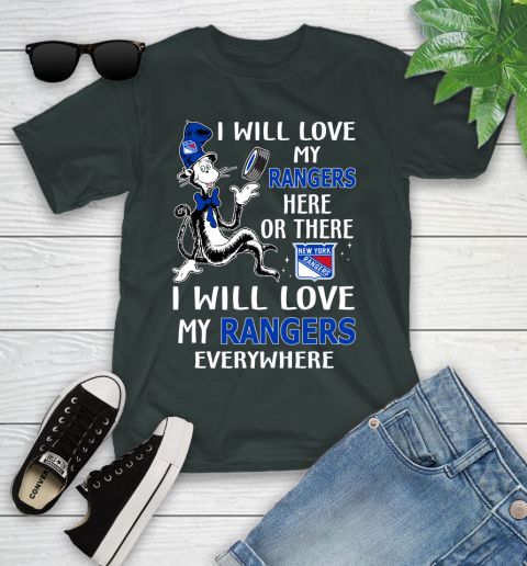 NHL Hockey New York Rangers I Will Love My Rangers Everywhere Dr Seuss Shirt Youth T-Shirt 5