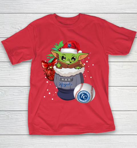 Kansas City Royals Christmas Baby Yoda Star Wars Funny Happy MLB Youth T-Shirt 9