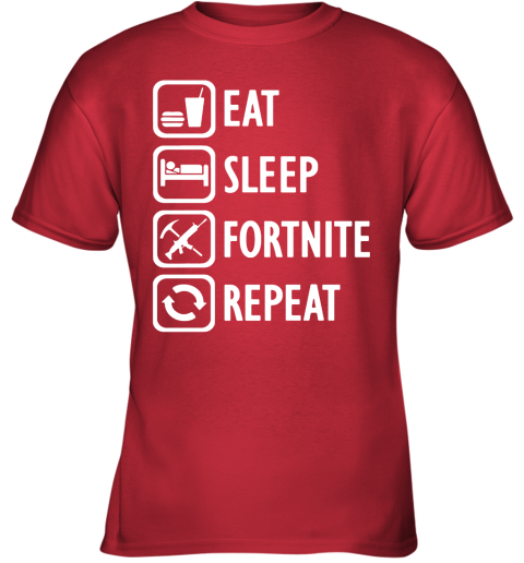 xxrr eat sleep fortnite repeat for gamer fortnite battle royale shirts youth t shirt 26 front red