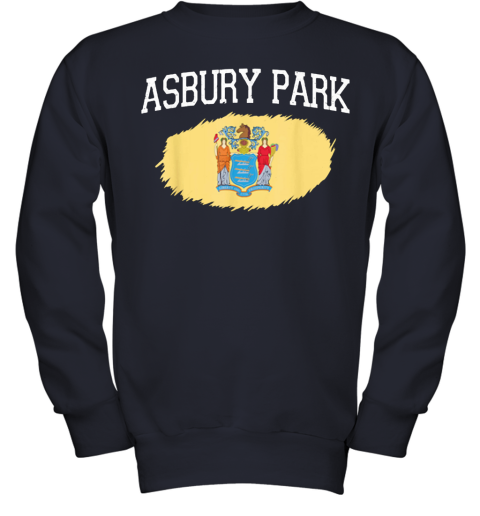 Asbury Park Nj New Jersey Flag Vintage Usa Sports Youth Sweatshirt