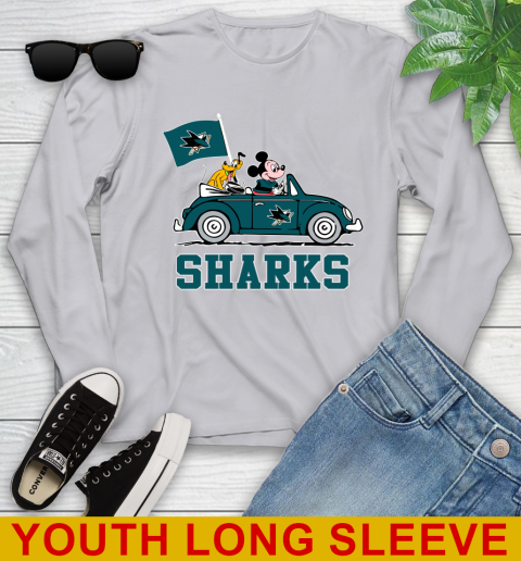 NHL Hockey San Jose Sharks Pluto Mickey Driving Disney Shirt Youth Long Sleeve 6