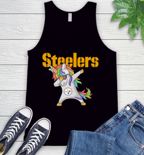 Pittsburgh Steelers NFL Football Funny Unicorn Dabbing Sports Tank Top 2