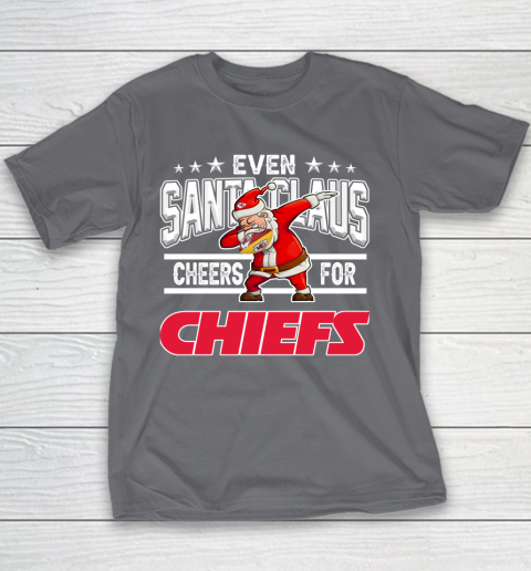 Kansas City Chiefs Even Santa Claus Cheers For Christmas NFL Youth T-Shirt 5