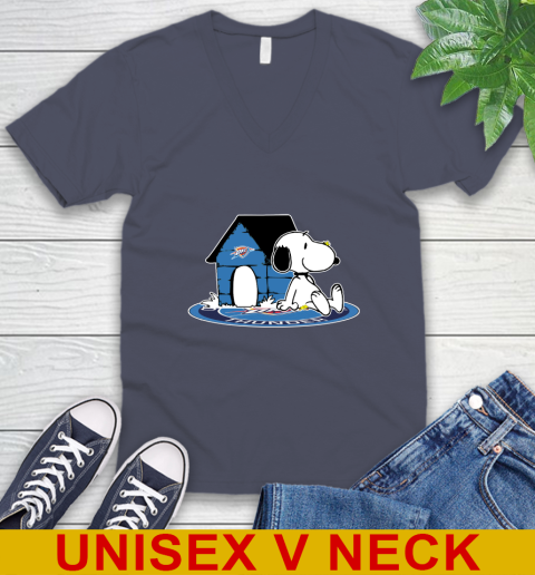 NBA Basketball Oklahoma City Thunder Snoopy The Peanuts Movie Shirt V-Neck T-Shirt 8