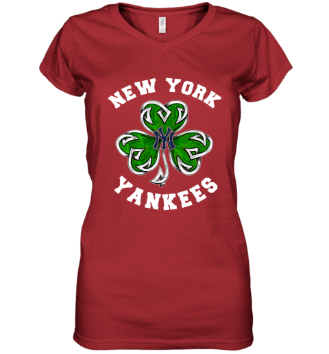 MLB New York Yankees Three Leaf Clover St Patrick's Day Baseball Sports  V-Neck T-Shirt