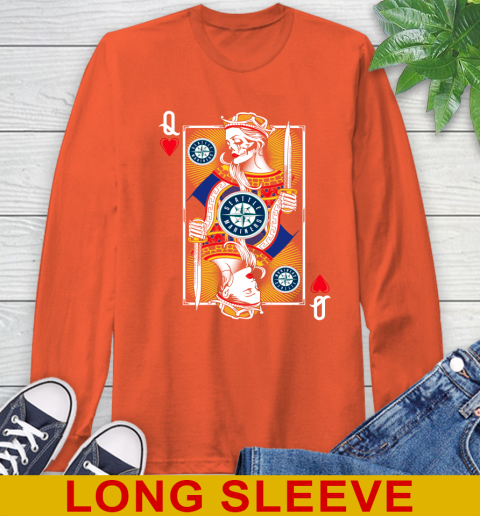MLB Baseball Seattle Mariners The Queen Of Hearts Card Shirt Long Sleeve T-Shirt 4
