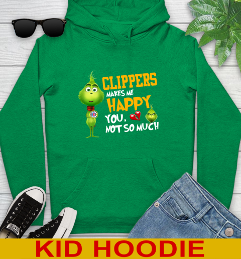 NBA Los Angeles Clippers Makes Me Happy You Not So Much Grinch Basketball Sports Youth Hoodie 8