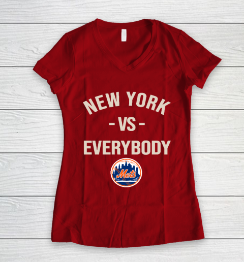 New York Mets Vs Everybody Women's V-Neck T-Shirt 8