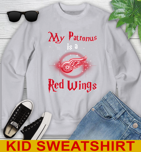 NHL Hockey Harry Potter My Patronus Is A Detroit Red Wings Youth Sweatshirt 3