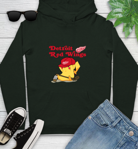 NHL Pikachu Hockey Sports Detroit Red Wings Youth Hoodie 13