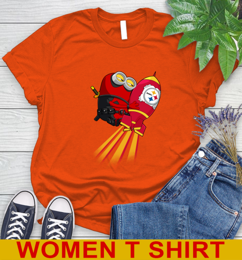 NFL Football Pittsburgh Steelers Deadpool Minion Marvel Shirt Women's T-Shirt 3