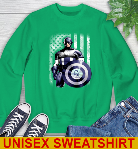 Colorado Rockies MLB Baseball Captain America Marvel Avengers American Flag Shirt Sweatshirt 8