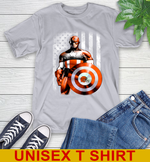 Cleveland Browns NFL Football Captain America Marvel Avengers American Flag Shirt T-Shirt 5