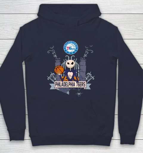 NBA Philadelphia 76ers Basketball Jack Skellington Halloween Hoodie 2